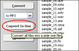 You can also click "Convert to One" to convert and combine/join/merge all CAF files to one MP3.