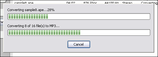 The software is converting FLAC files into WAV format.